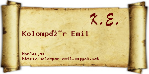 Kolompár Emil névjegykártya